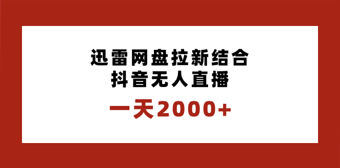 （8551期）一天2000+迅雷网盘拉新结合抖音无人直播，独创玩法保姆级教学-AI学习资源网