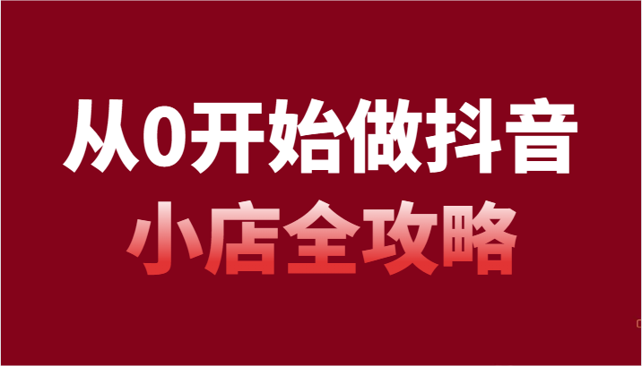 从0开始做抖音小店全攻略，抖音开店全步骤详细解说（54节课）-AI学习资源网