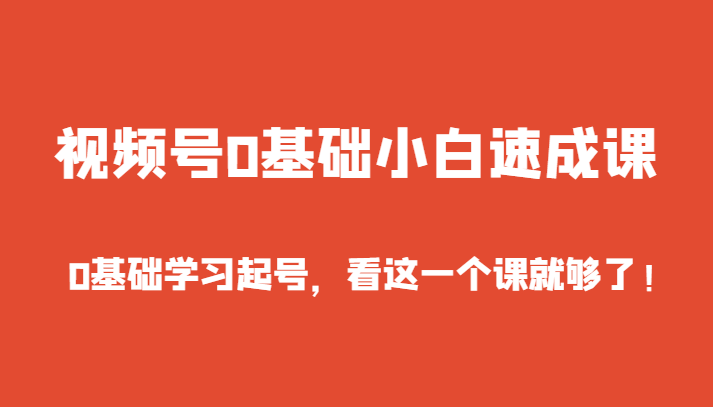 视频号0基础小白速成课，0基础学习起号，看这一个课就够了！-AI学习资源网