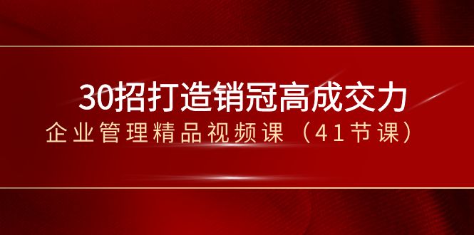 30招打造销冠高成交力-企业管理精品视频课（41节课）-AI学习资源网