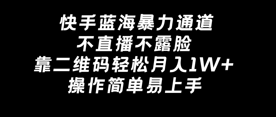 （8961期）快手蓝海暴力通道，不直播不露脸，靠二维码轻松月入1W+，操作简单易上手-AI学习资源网