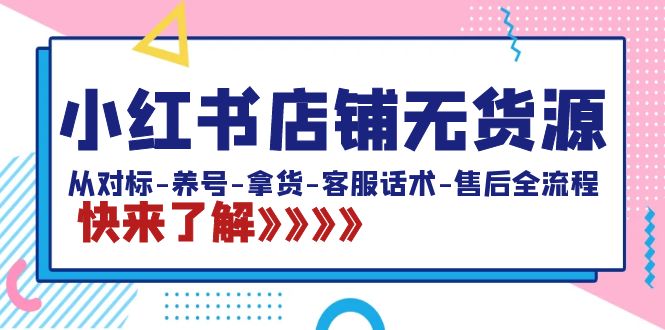 小红书店铺无货源：从对标-养号-拿货-客服话术-售后全流程（20节课）-AI学习资源网