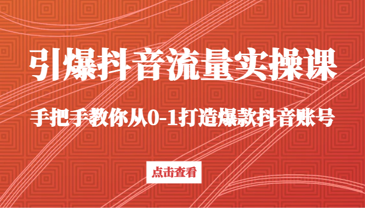 引爆抖音流量实操课，手把手教你从0-1打造爆款抖音账号（27节课）-AI学习资源网