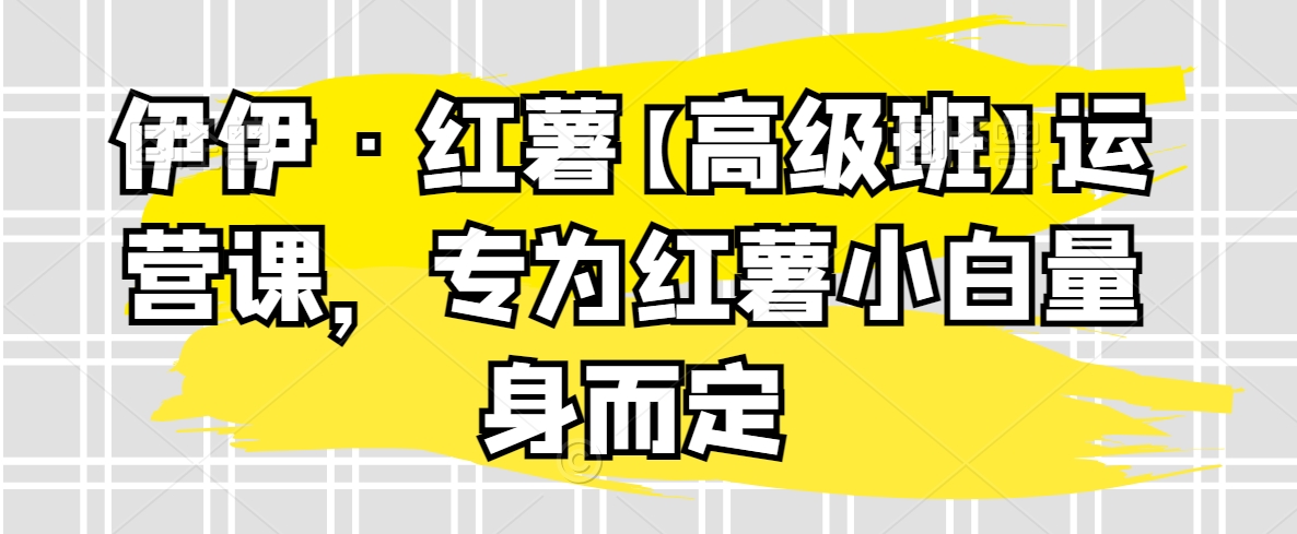 伊伊·红薯【高级班】运营课，专为红薯小白量身而定-AI学习资源网