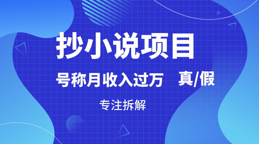 抄小说项目，号称月入过万，到底是否真实，能不能做，详细拆解-AI学习资源网