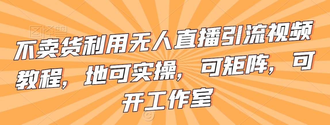 不卖货利用无人直播引流视频教程，地可实操，可矩阵，可开工作室-AI学习资源网