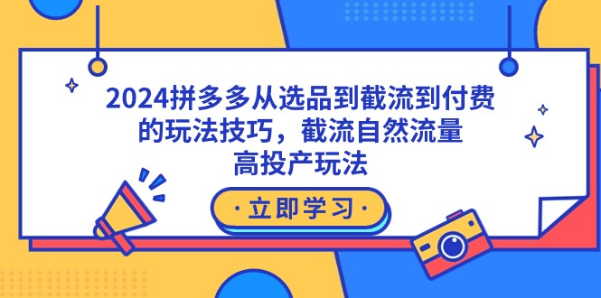 2024拼多多从选品到截流到付费的玩法技巧，截流自然流量玩法，高投产玩法-AI学习资源网