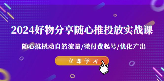 2024好物分享-随心推投放实战课 随心推撬动自然流量/微付费起号/优化产出-AI学习资源网