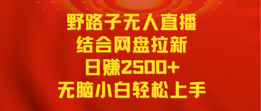 无人直播野路子结合网盘拉新，日赚2500+多平台变现，小白无脑轻松上手操作-AI学习资源网