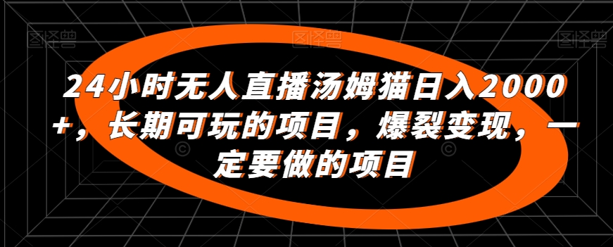 24小时无人直播汤姆猫日入2000+，长期可玩的项目，爆裂变现，一定要做的项目-AI学习资源网