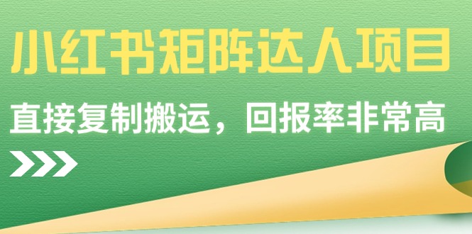 小红书矩阵达人项目，直接复制搬运，回报率非常高-AI学习资源网