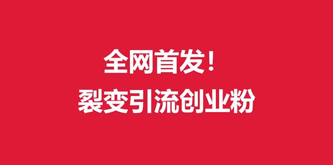 （全网首发）外面收费几千的裂变引流高质量创业粉-AI学习资源网