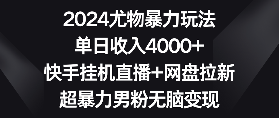 2024尤物暴力玩法 单日收入4000+快手挂机直播+网盘拉新 超暴力男粉无脑变现-AI学习资源网