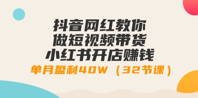 抖音网红教你做短视频带货+小红书开店赚钱，单月盈利40W（32节课）-AI学习资源网