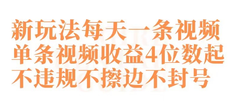 快手新玩法每天一条视频单条视频收益4位数起不违规不擦边不封号-AI学习资源网