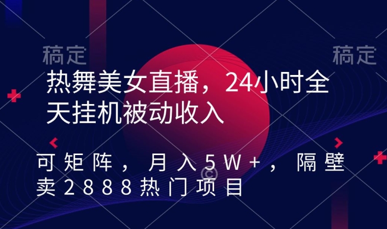 热舞美女直播，24小时全天挂机被动收入，可矩阵，月入5W+，隔壁卖2888热门项目-AI学习资源网