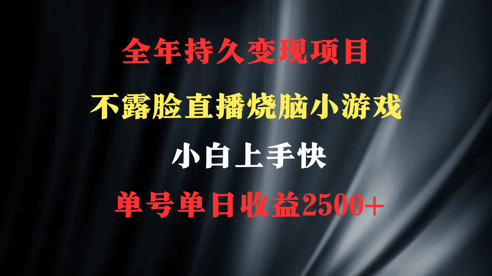 2024年 最优项目，烧脑小游戏不露脸直播  小白上手快 无门槛 一天收益2500+-AI学习资源网