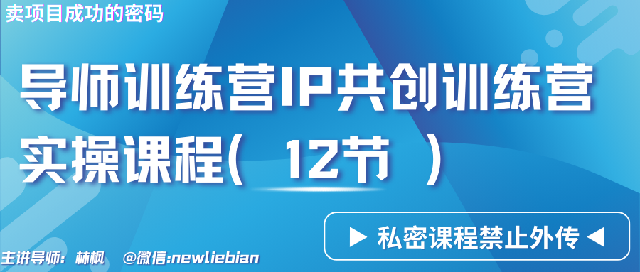 导师训练营3.0IP共创训练营私密实操课程（12节）-卖项目的密码成功秘诀-AI学习资源网