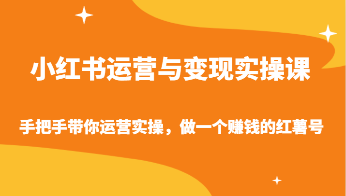 小红书运营与变现实操课-手把手带你运营实操，做一个赚钱的红薯号-AI学习资源网