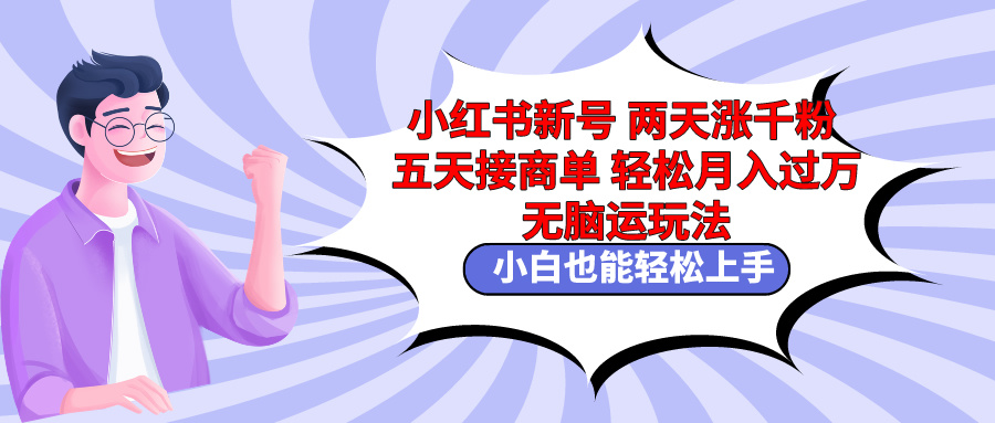 小红书新号两天涨千粉五天接商单轻松月入过万 无脑搬运玩法 小白也能轻…-AI学习资源网