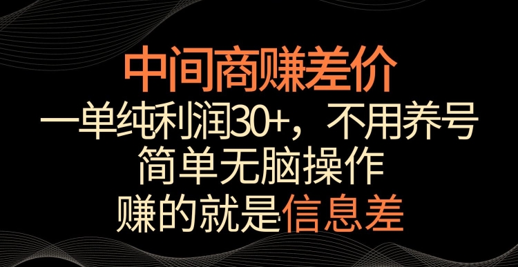 中间商赚差价，一单纯利润30+，简单无脑操作，赚的就是信息差，轻轻松松日入1000+-AI学习资源网