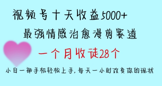 十天收益5000+，多平台捞金，视频号情感治愈漫剪，一个月收徒28个，小白一部手机轻松上手-AI学习资源网