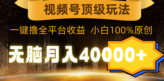 视频号顶级玩法，无脑月入40000+，一键撸全平台收益，纯小白也能100%原创-AI学习资源网