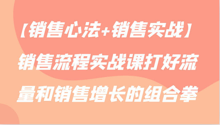 【销售心法+销售实战】销售流程实战课打好流量和销售增长的组合拳-AI学习资源网