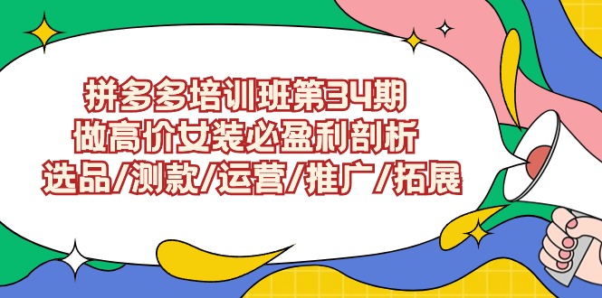 拼多多培训班第34期：做高价女装必盈利剖析  选品/测款/运营/推广/拓展-AI学习资源网