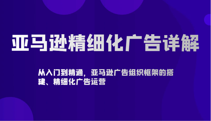 亚马逊精细化广告详解-从入门到精通，亚马逊广告组织框架的搭建、精细化广告运营-AI学习资源网