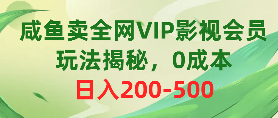 咸鱼卖全网VIP影视会员，玩法揭秘，0成本日入200500-AI学习资源网