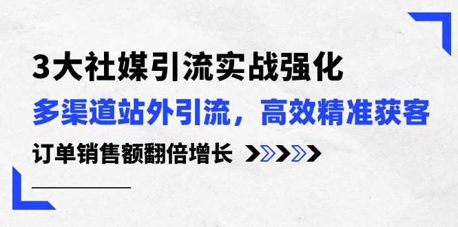 3大社媒引流实操强化，多渠道站外引流/高效精准获客/订单销售额翻倍增长-AI学习资源网