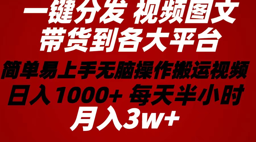 2024年 一键分发带货图文视频  简单易上手 无脑赚收益 每天半小时日入1…-AI学习资源网