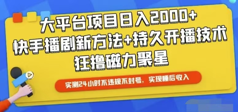 快手24小时无人直播，真正实现睡后收益-AI学习资源网