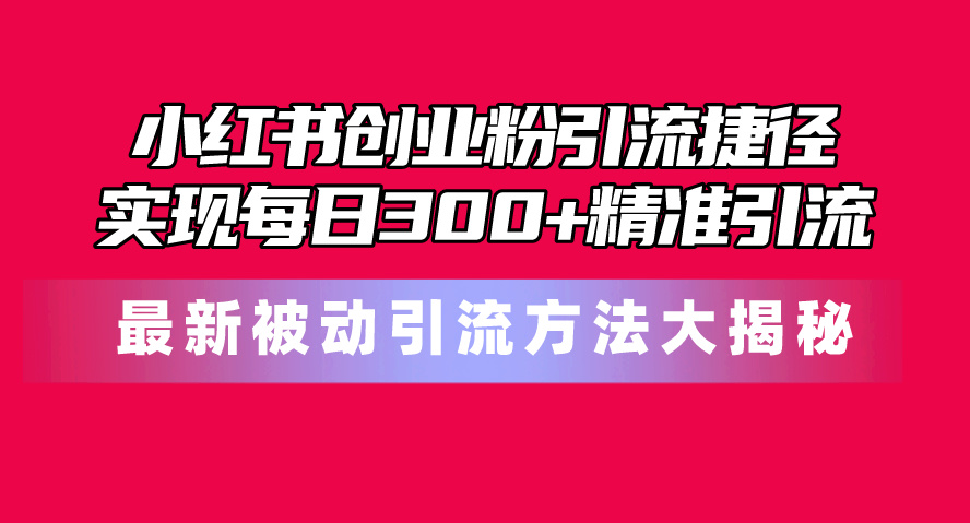 小红书创业粉引流捷径！最新被动引流方法大揭秘，实现每日300+精准引流-AI学习资源网