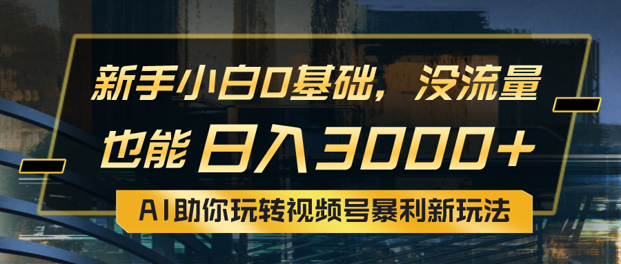 小白0基础，没流量也能日入3000+：AI助你玩转视频号暴利新玩法-AI学习资源网