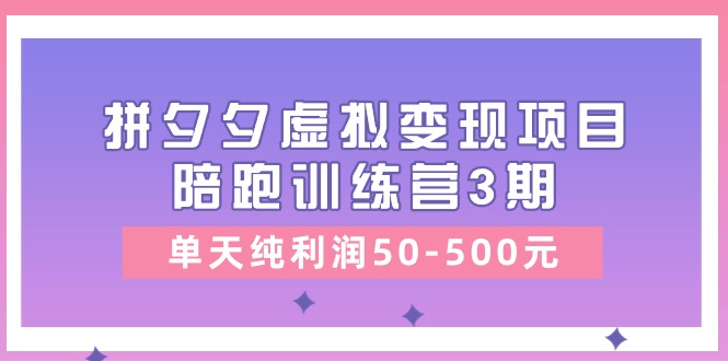 某收费培训《拼夕夕虚拟变现项目陪跑训练营3期》单天纯利润50500元-AI学习资源网