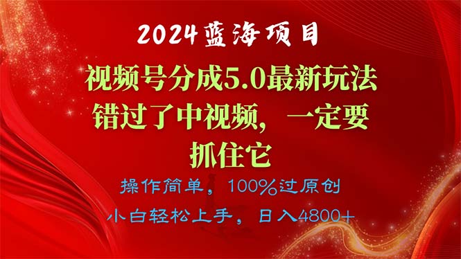 2024蓝海项目，视频号分成计划5.0最新玩法，错过了中视频，一定要抓住…-AI学习资源网