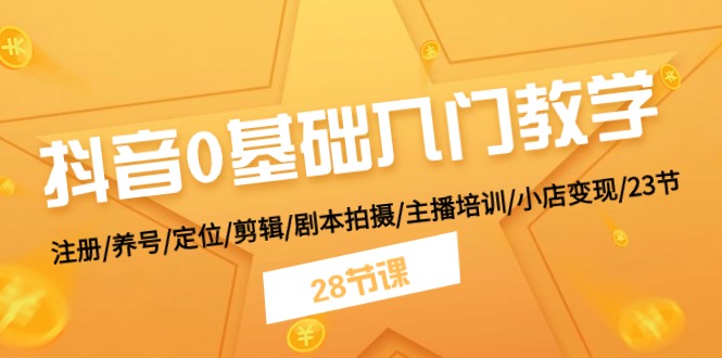 抖音0基础入门教学 注册/养号/定位/剪辑/剧本拍摄/主播培训/小店变现/28节-AI学习资源网