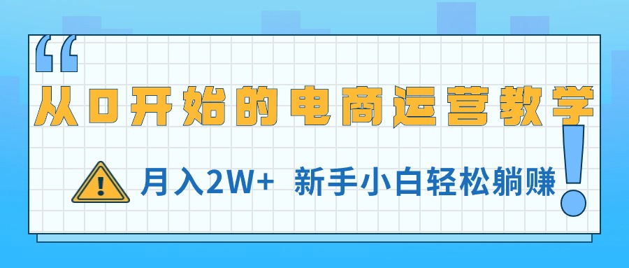 从0开始的电商运营教学，月入2W+，新手小白轻松躺赚-AI学习资源网