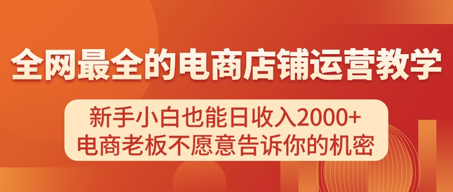 电商店铺运营教学，新手小白也能日收入2000+，电商老板不愿意告诉你的机密-AI学习资源网