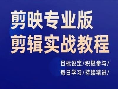 剪映专业版剪辑实战教程，目标设定/积极参与/每日学习/持续精进-AI学习资源网