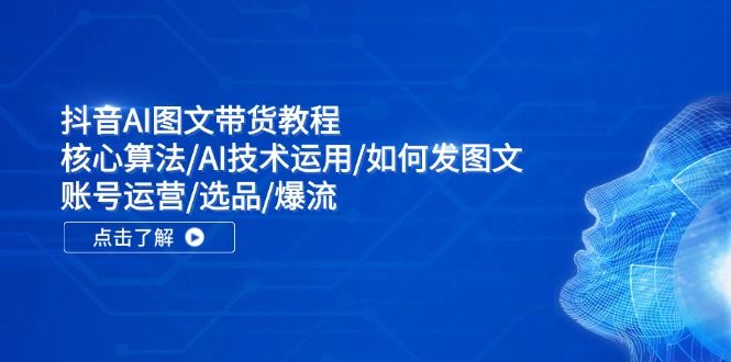 抖音AI图文带货教程：核心算法/AI技术运用/如何发图文/账号运营/选品/爆流-AI学习资源网