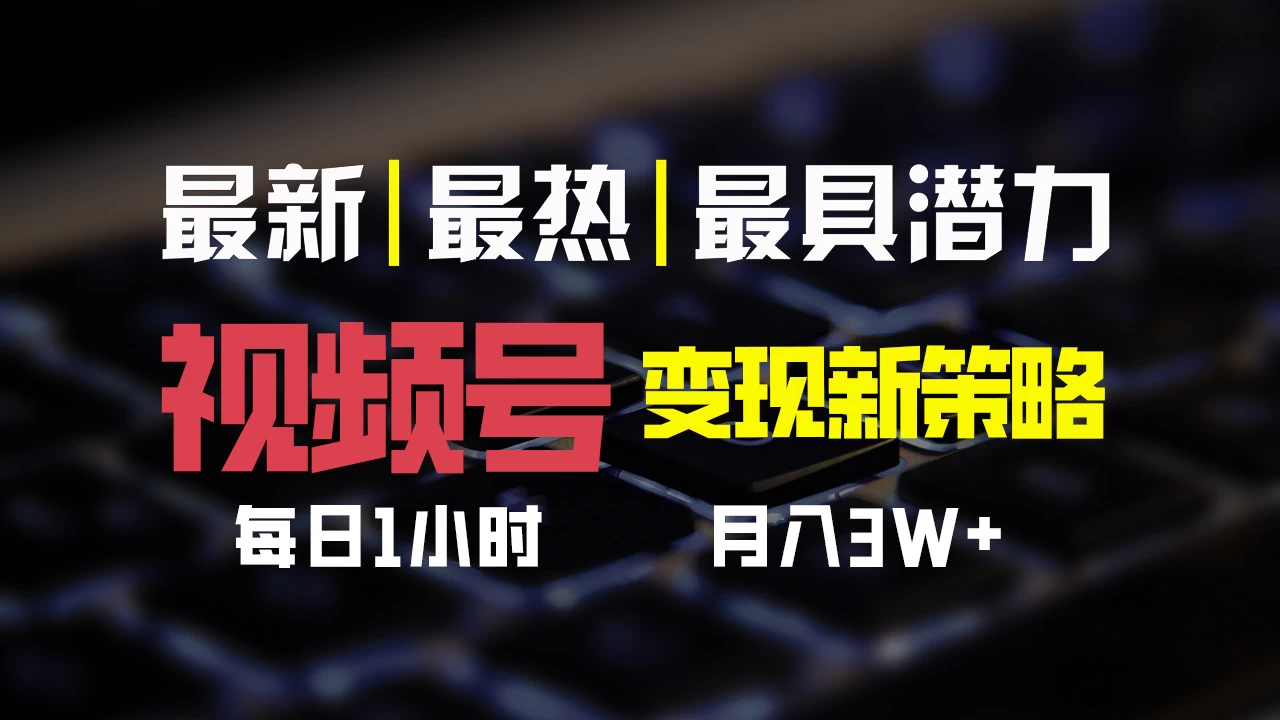 视频号变现新策略，每日只需一小时，月入30000+-AI学习资源网