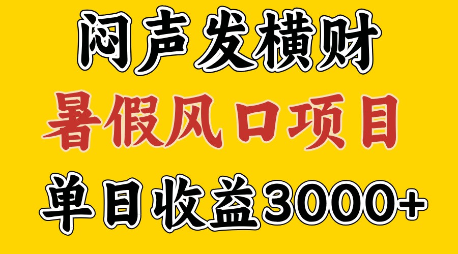 30天赚了7.5W 暑假风口项目，比较好学，2天左右上手-AI学习资源网