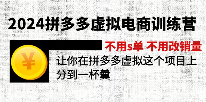 （12024期）2024拼多多虚拟电商训练营 不s单 不改销量  做虚拟项目分一杯羹(更新10节)-AI学习资源网