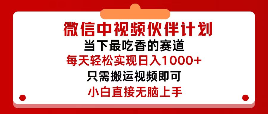 （12017期）微信中视频伙伴计划，仅靠搬运就能轻松实现日入500+，关键操作还简单，…-AI学习资源网