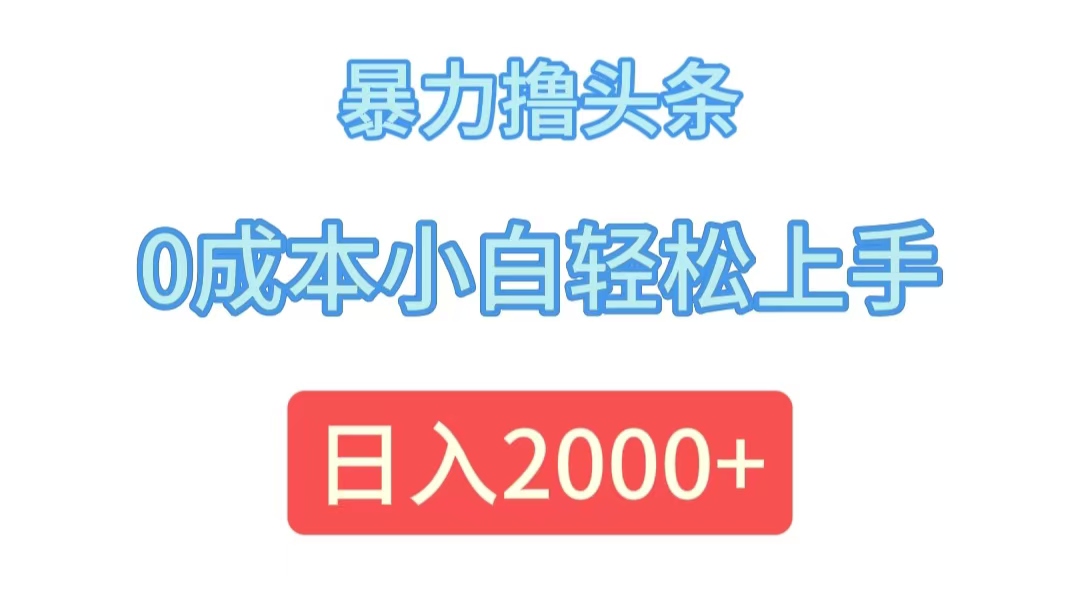 （12068期）暴力撸头条，0成本小白轻松上手，日入2000+-AI学习资源网