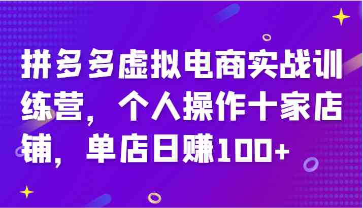 拼多多虚拟电商实战训练营，个人操作十家店铺，单店日赚100+-AI学习资源网