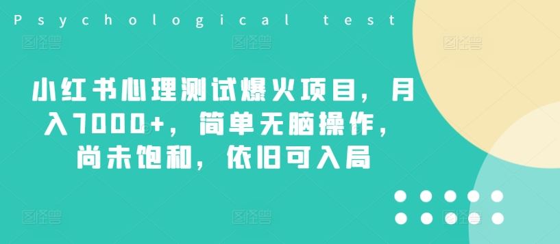 小红书心理测试爆火项目，月入7000+，简单无脑操作，尚未饱和，依旧可入局-AI学习资源网